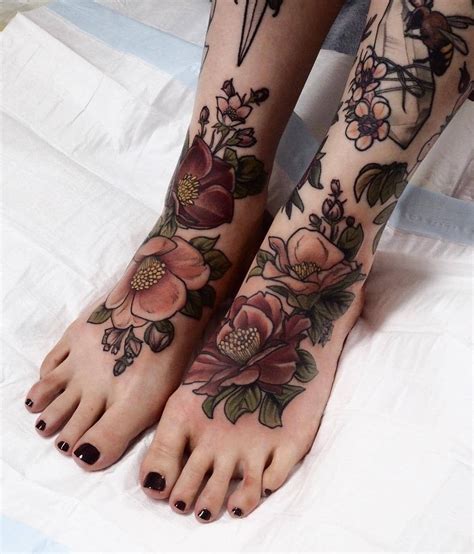 floral tattoo foot|floral foot tattoo for women.